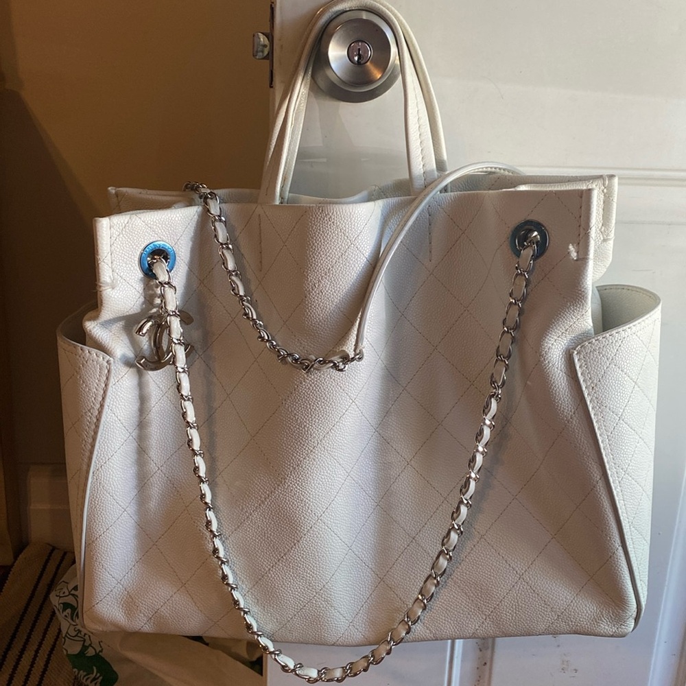 Channel white leather